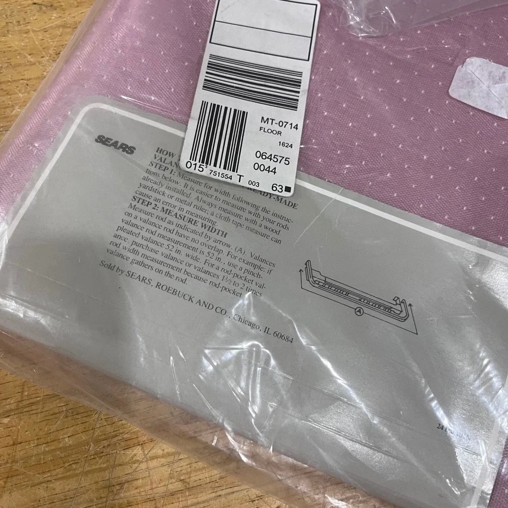 Vtg Sears Rochester Valance English Rose Pink Swiss Dot‎ 56x16 Cottagecore NIP